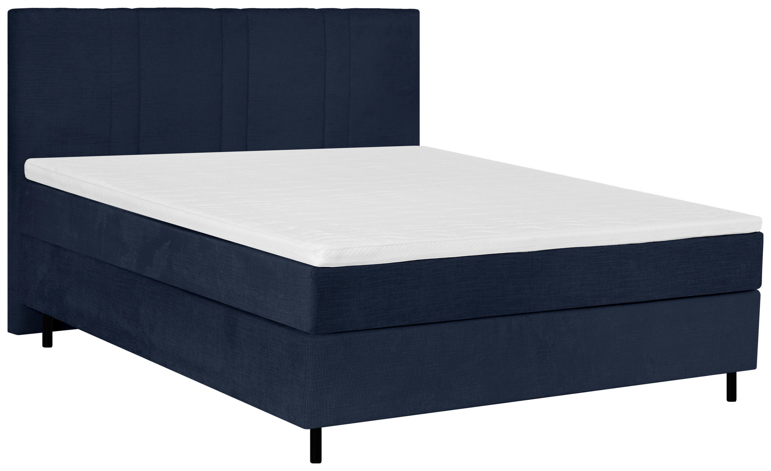 BOXSPRINGBETT 120/200 cm  in Dunkelblau  - Schwarz/Dunkelblau, Design, Textil/Metall (120/200cm) - Welnova