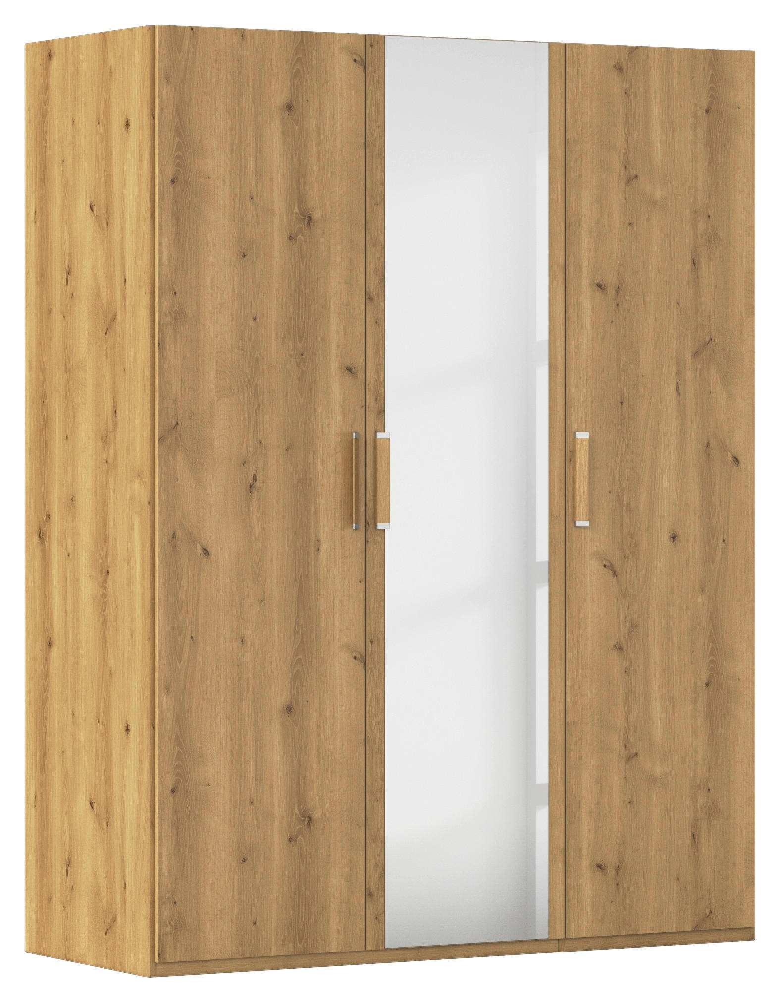 DREHTÜRENSCHRANK 151/197/60 cm,  in Eichefarben, 3 Tür(en)  - Eichefarben/Silberfarben, Design, Glas/Holzwerkstoff (151/197/60cm) - Novel