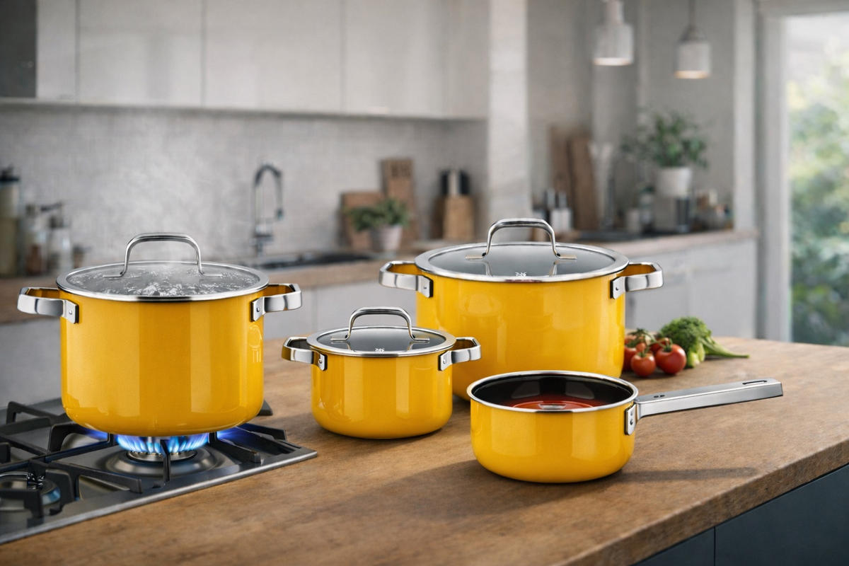 SET POSOD FUSIONTEC MINERAL PRO 4-delni     - temno rumena, Basics, kovina - WMF