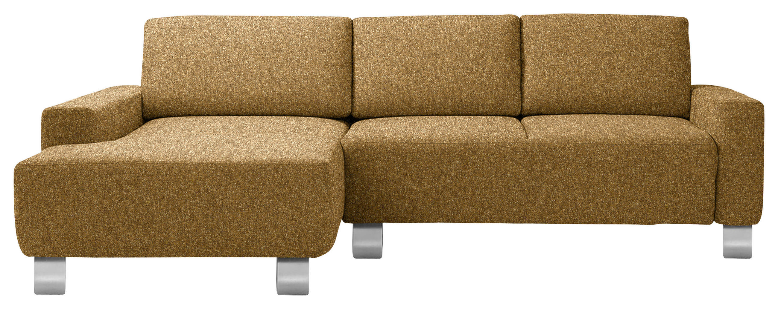 ECKSOFA  in Mikrovelours Senfgelb  160/248 cm  - Senfgelb/Alufarben, Design, Textil/Metall (160/248cm) - Sedda