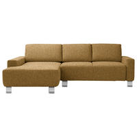ECKSOFA  in Mikrovelours Senfgelb  160/248 cm  - Senfgelb/Alufarben, Design, Textil/Metall (160/248cm) - Sedda