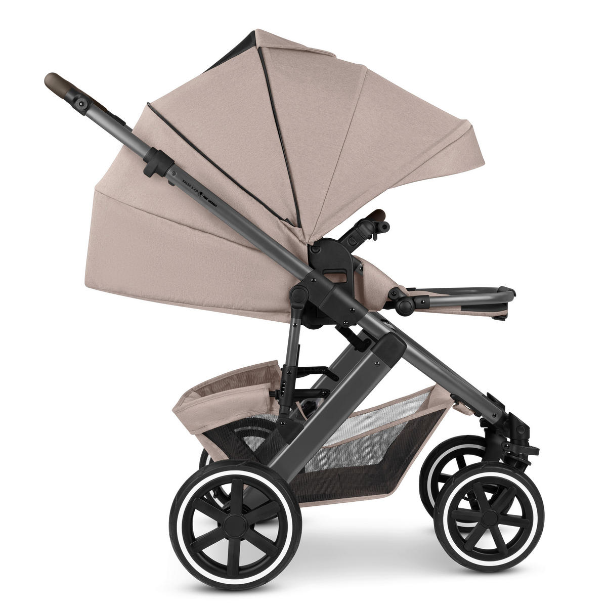 KINDERWAGENSET Salsa 5 Air 4in1 Set Calla  - Beigebraun/Schwarz, Basics, Textil/Metall (63/118/95.5cm) - ABC Design