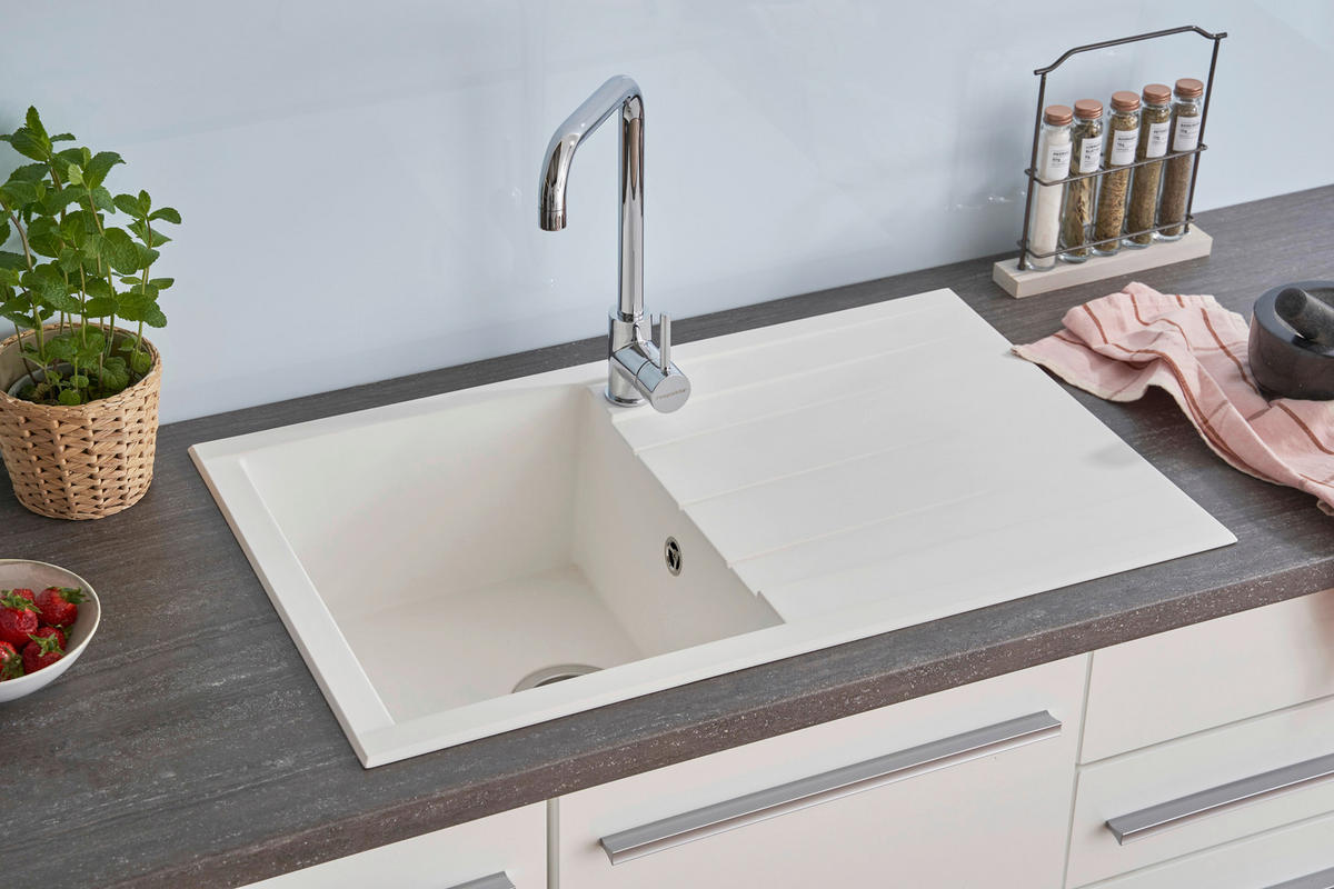 SPÜLE 1712HOUSTON80X50W  - Weiß, Trend, Glas/Kunststoff (80/21/50cm) - Respekta