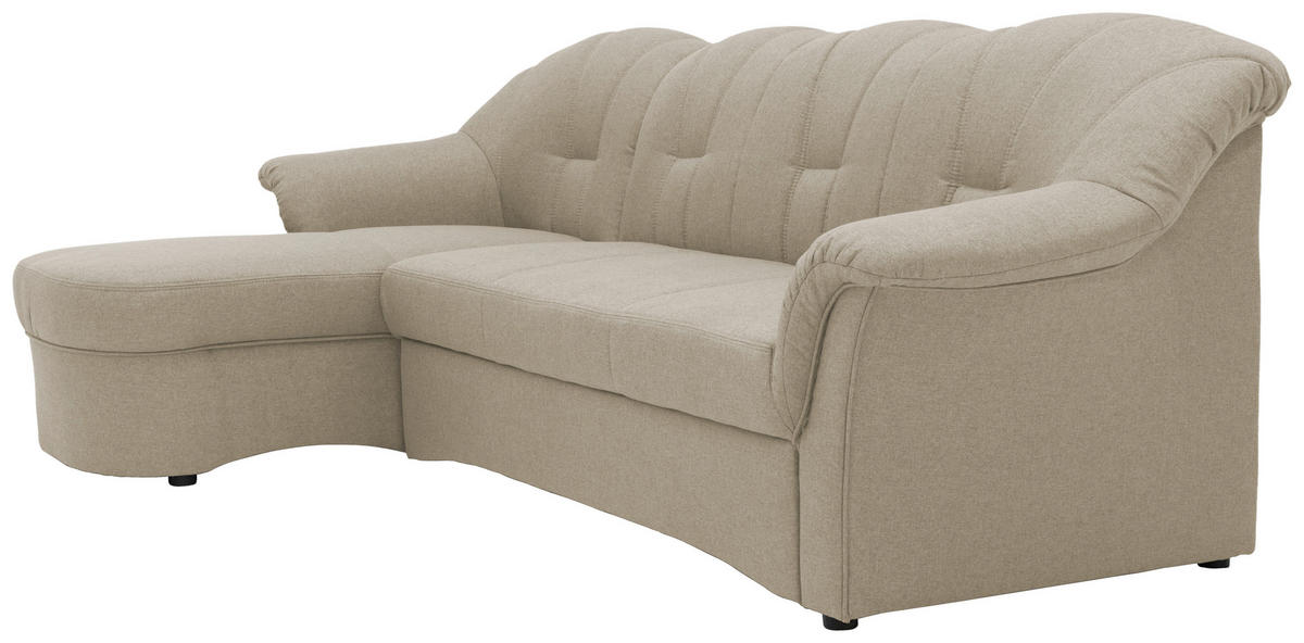 ECKSCHLAFSOFA in Webstoff Schlammfarben  - Schlammfarben/Schwarz, KONVENTIONELL, Kunststoff/Textil (142/233cm) - MID.YOU
