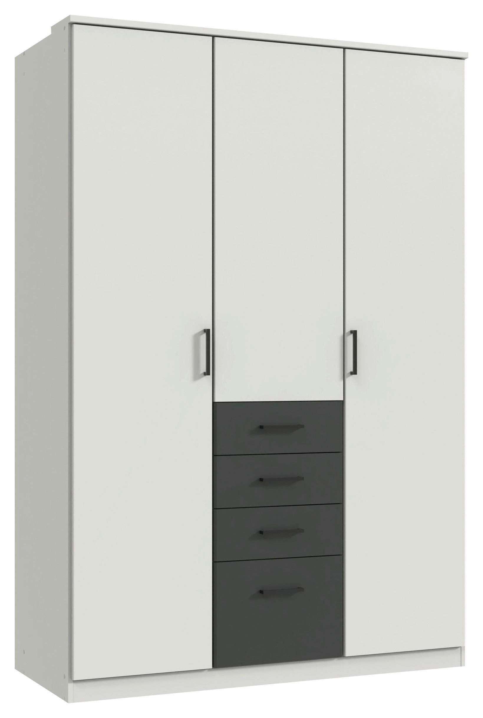 KLEIDERSCHRANK in Graphitfarben, Weiss  - Weiss/Schwarz, Konventionell, Holzwerkstoff/Kunststoff (135/199/58cm) - Boxxx