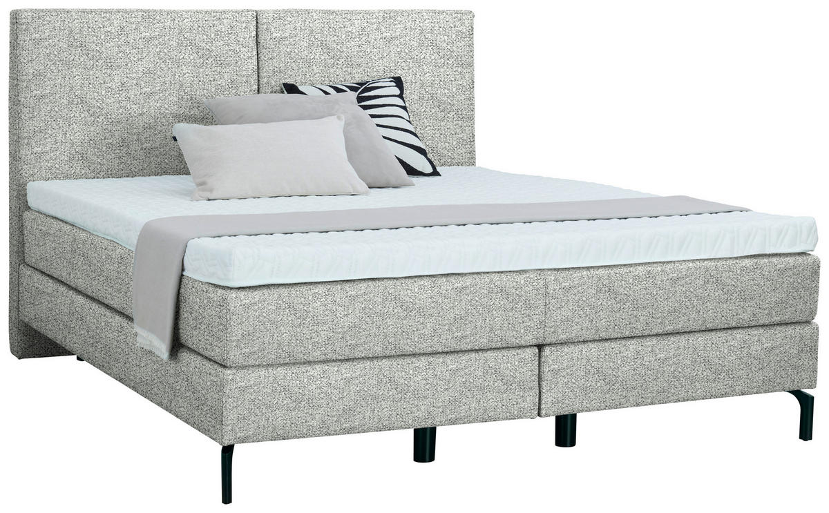 BOXSPRINGBETT 180/200 cm  in Naturfarben  - Schwarz/Naturfarben, Konventionell, Textil/Metall (180/200cm) - Dieter Knoll