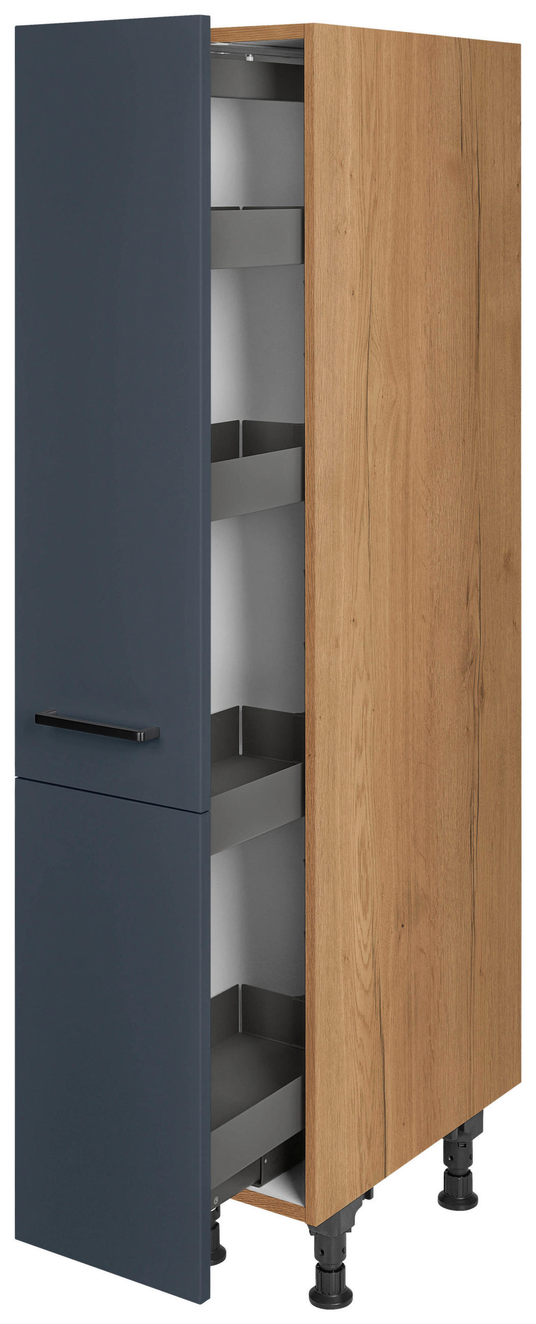APOTHEKERSCHRANK 30/168/58 cm  in Blau, Eichefarben  - Blau/Eichefarben, MODERN, Holzwerkstoff/Metall (30/168/58cm) - Nobilia