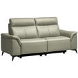 3-SITZER-SOFA  in Echtleder Hellgrau   - Hellgrau/Schwarz, Design, Leder/Metall (207/107/98cm) - Belluti