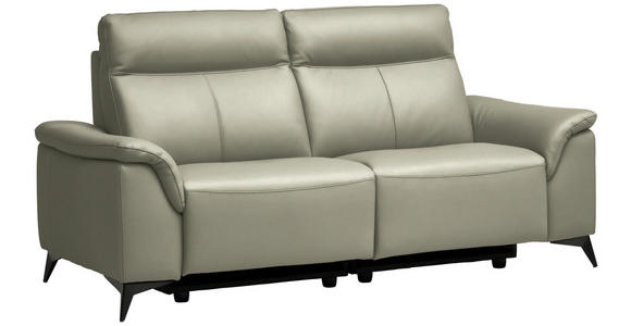 3-SITZER-SOFA  in Echtleder Hellgrau   - Hellgrau/Schwarz, Design, Leder/Metall (207/107/98cm) - Belluti