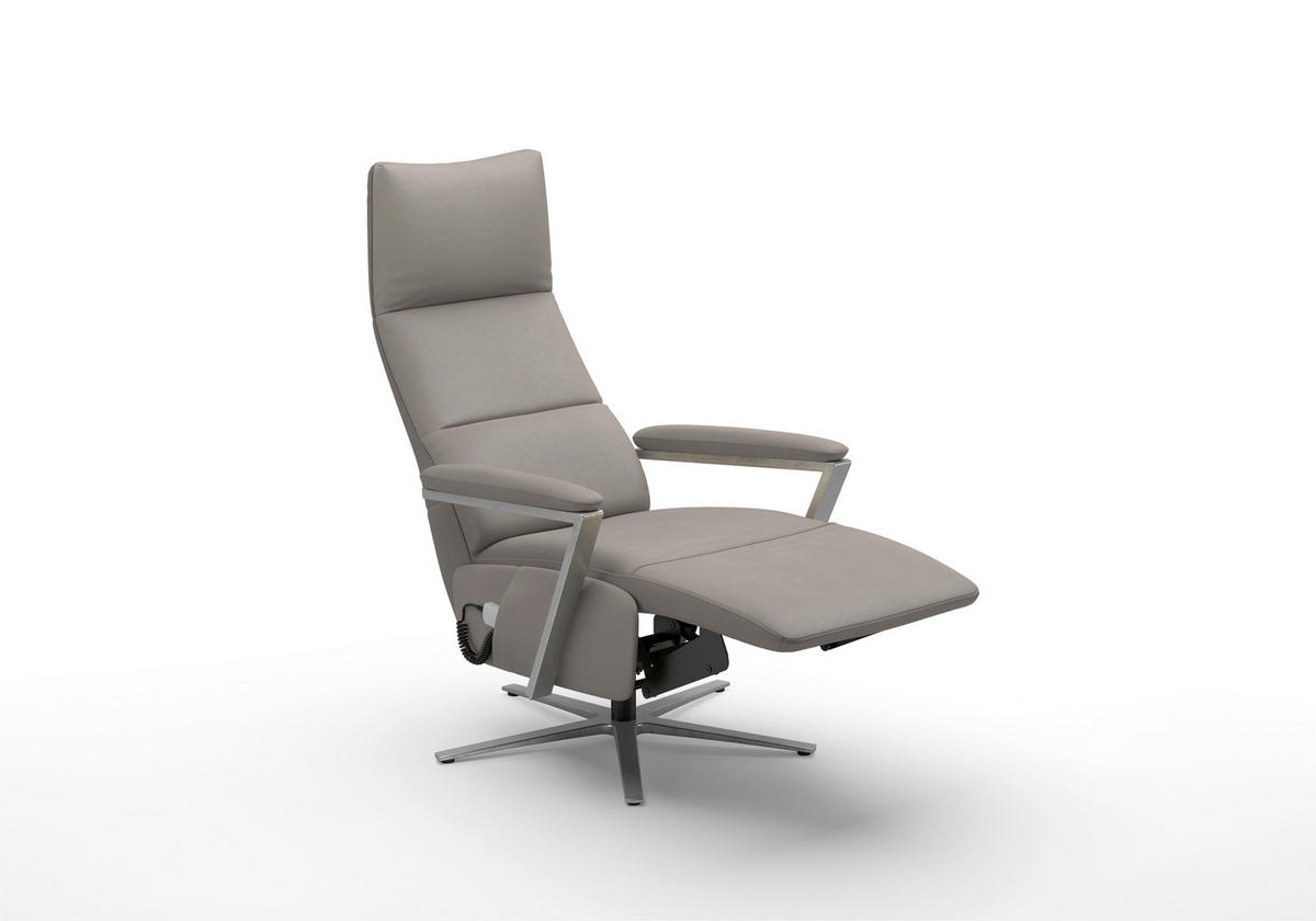RELAXSESSEL TV VARIO COMFORT E L3 Echtleder Kopfteilverstellung, Rücken echt    - Silberfarben/Grau, Basics, Leder/Metall (70/128/85cm) - Sit & More