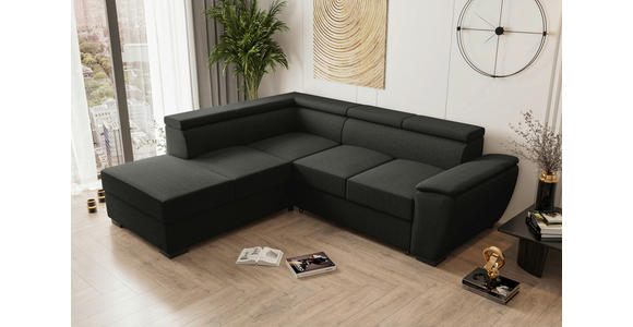 ECKSOFA  in Flachgewebe Anthrazit  - Anthrazit/Schwarz, KONVENTIONELL, Kunststoff/Textil (220/266cm) - Carryhome