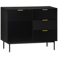 ŠIROKÁ KOMODA, čierna, zlatá, 100/80/40 cm - čierna/zlatá, Design, kov/kompozitné drevo (100/80/40cm) - Livetastic