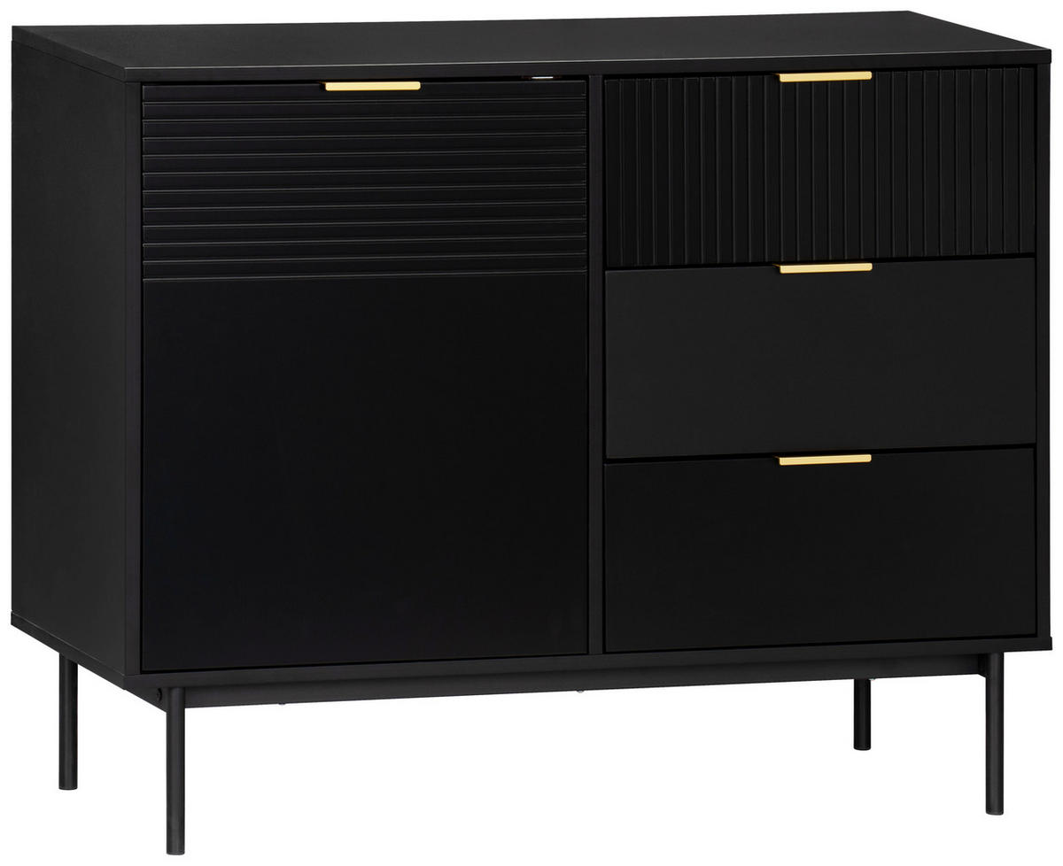 ŠIROKÁ KOMODA, čierna, zlatá, 100/80/40 cm - čierna/zlatá, Design, kov/kompozitné drevo (100/80/40cm) - Livetastic