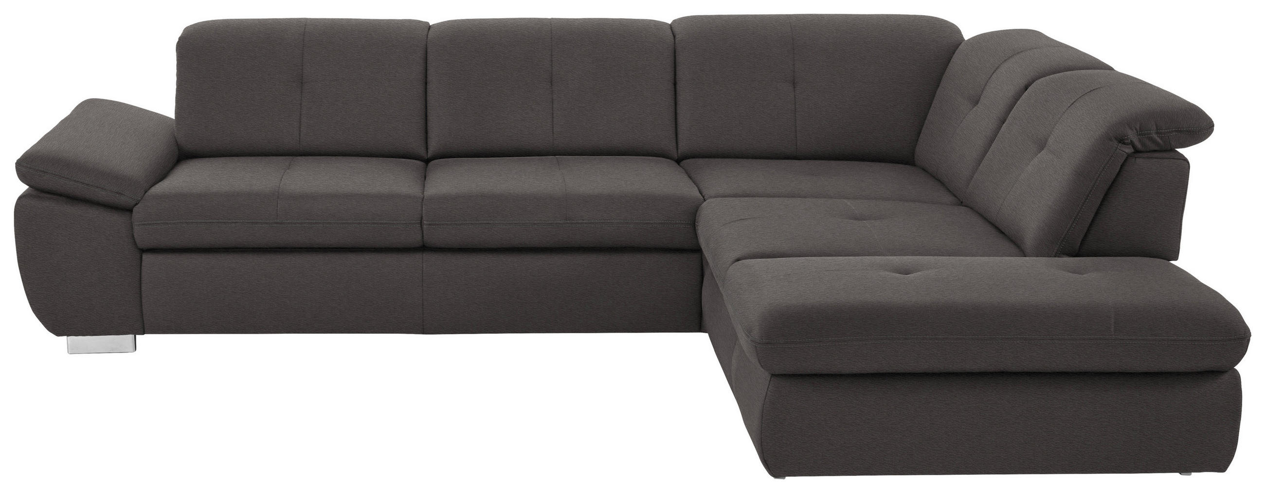 ECKSOFA in Mikrofaser Anthrazit  - Anthrazit/Silberfarben, Design, Textil/Metall (320/260cm) - Beldomo Speed