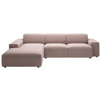 ECKSOFA 9125 Rosa Cord  - Schwarz/Rosa, Design, Kunststoff/Textil (189/300cm) - Pure Home Lifestyle