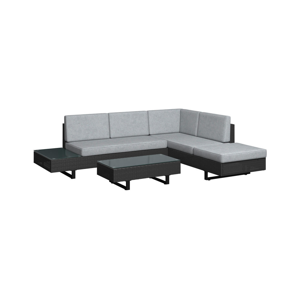 LOUNGEGARNITUR 228/188 cm Stahl  - Schwarz/Grau, KONVENTIONELL, Kunststoff/Textil (228/188cm) - Ambia Garden