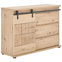 ŠIROKÁ KOMODA, čierna, farba duba, 120/86/40 cm - čierna/farba duba, Lifestyle, kov/kompozitné drevo (120/86/40cm) - MID.YOU