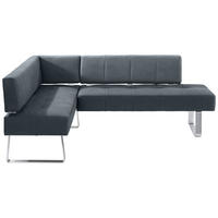 ECKBANK in Metall, Textil Grau, Edelstahlfarben  - Edelstahlfarben/Grau, Design, Textil/Metall (165/227cm) - Moderano