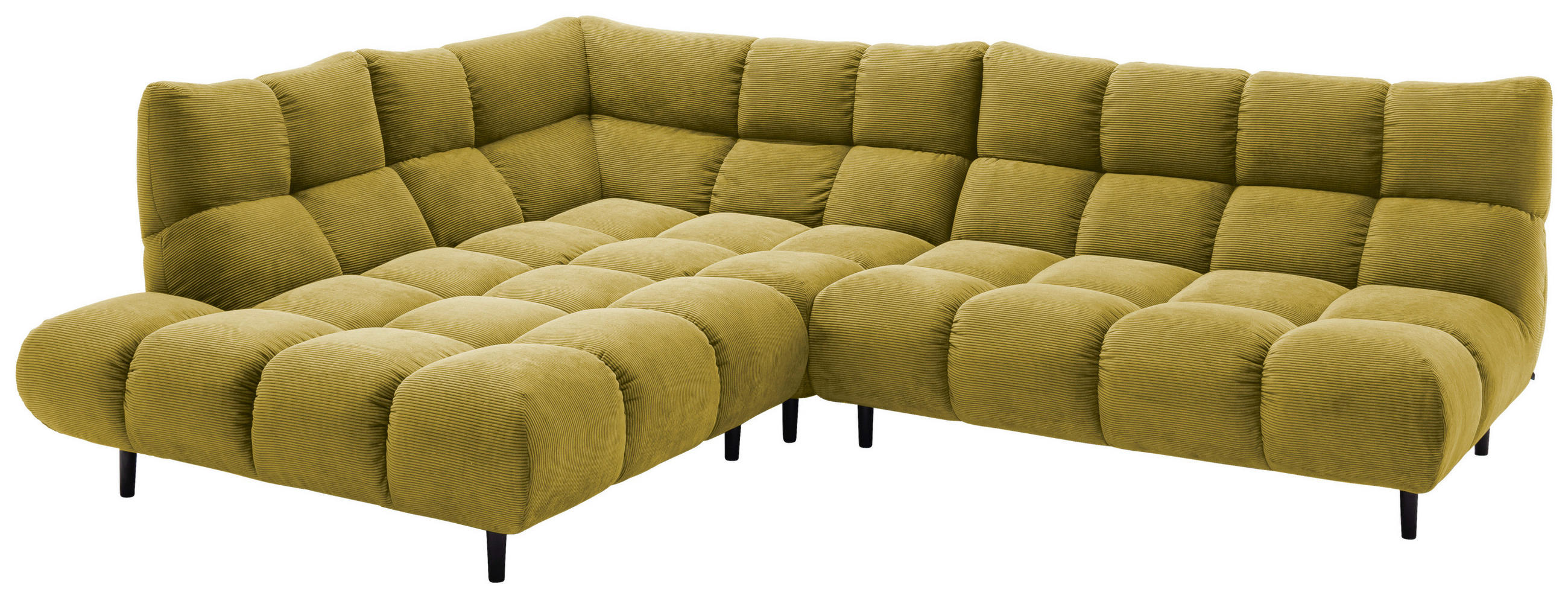 ECKSOFA Ottomane links, Eckteil  Hellgrün Feincord  - Schwarz/Hellgrün, Design, Holz/Textil (215/288cm) - Pure Home Lifestyle