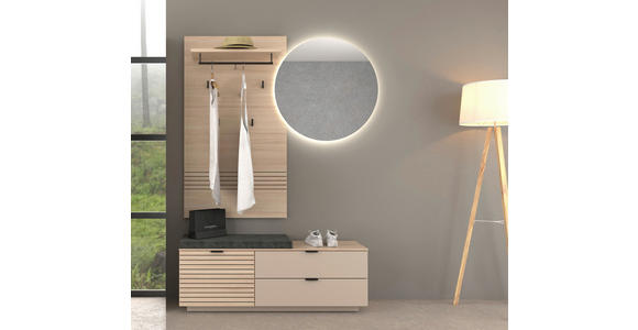 GARDEROBE 4-teilig in 143/202/38 cm - Kaschmir/Eichefarben, Design, Holzwerkstoff/Textil (143/202/38cm) - Xora