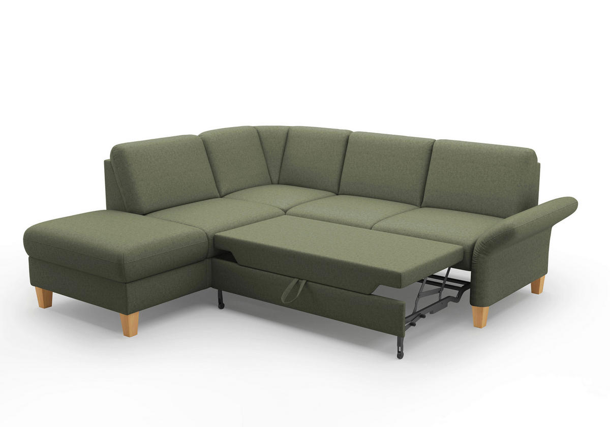 ECKSOFA in Flachgewebe Olivgrün  - Eichefarben/Olivgrün, Konventionell, Holz/Textil (216/240cm) - Sit & More