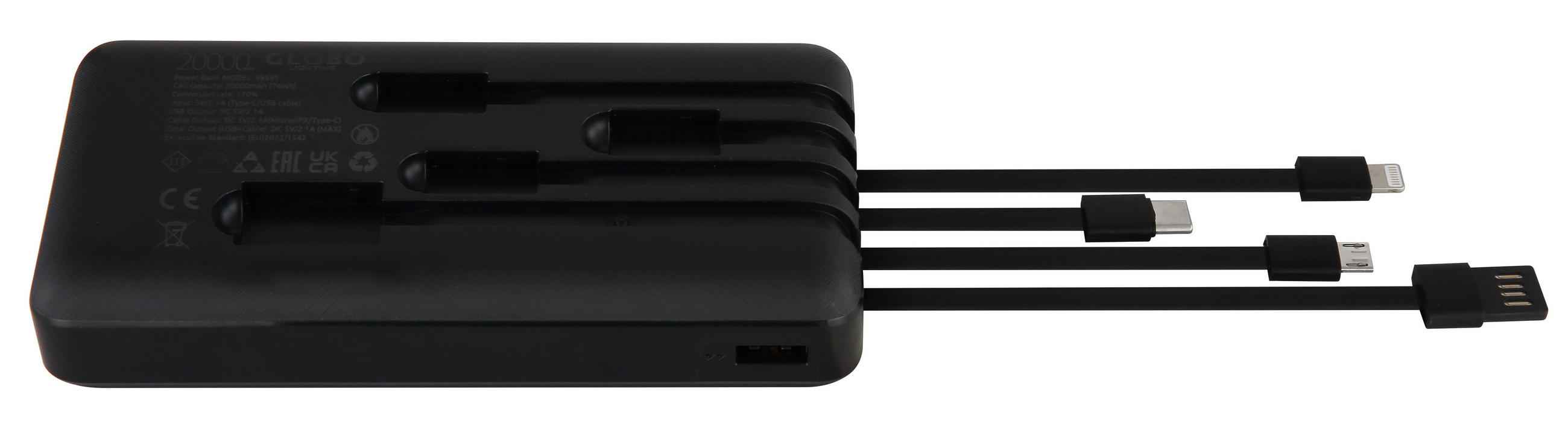 POWERSTATION POWERBANK 14,7/6,7/3,3 cm  - Schwarz, Basics, Kunststoff (14,7/6,7/3,3cm) - Globo