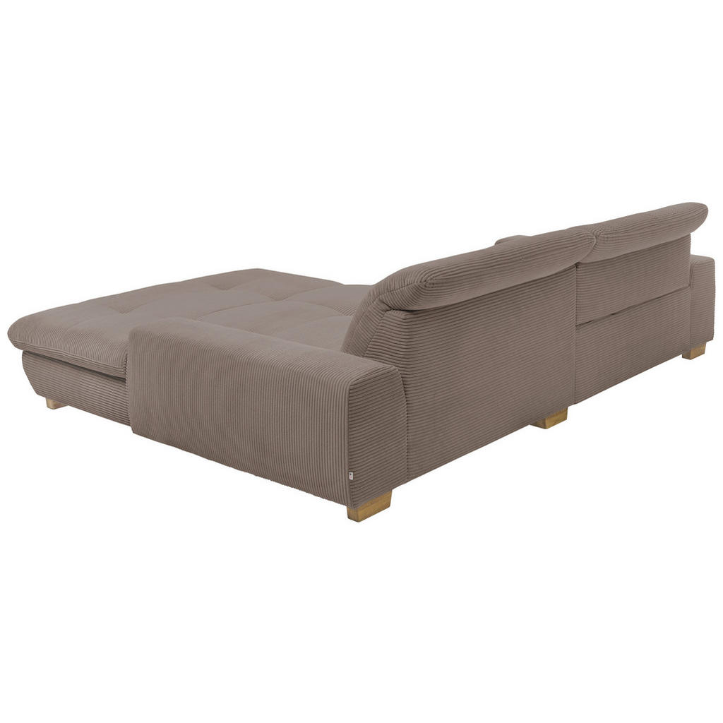 Thumbnail - SetOne by Musterring Ecksofa, Greige, Textil, Eiche, massiv, 2-Sitzer, Ottomane rechts, L-Form, 276x198 cm, Bettkasten e...