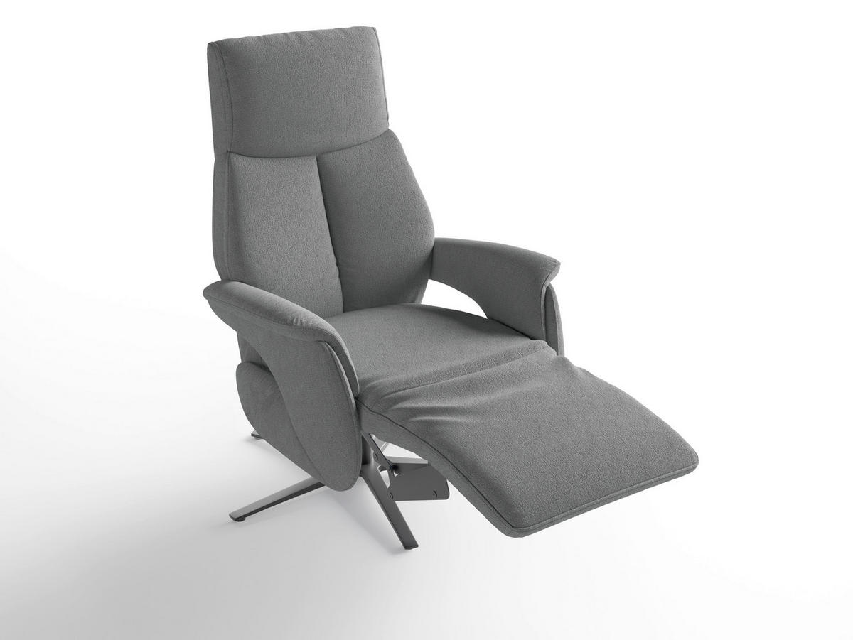RELAXSESSEL TV LAZY E S1 Flachgewebe Kopfteilverstellung, Rücken echt    - Schwarz/Grau, Basics, Textil/Metall (75/113/85cm) - Sit & More