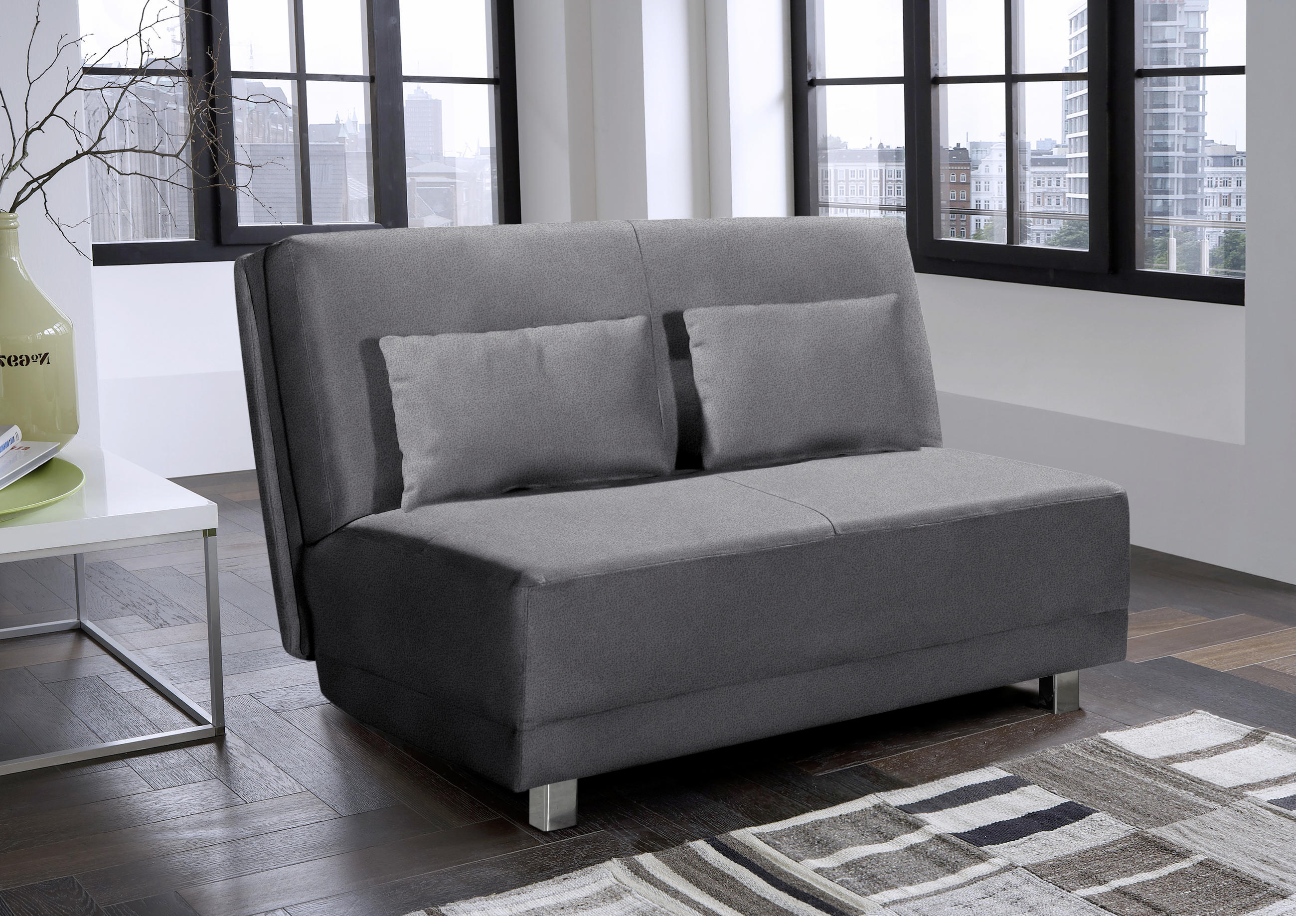 SCHLAFSOFA Dunkelgrau  - Dunkelgrau, Basics, Textil/Metall (145/90/105cm) - Novel