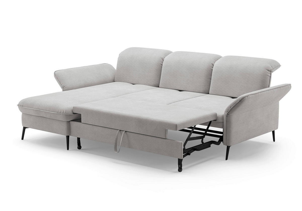 ECKSOFA in Flachgewebe Silberfarben  - Silberfarben/Schwarz, Konventionell, Textil/Metall (198/264cm) - Sit & More