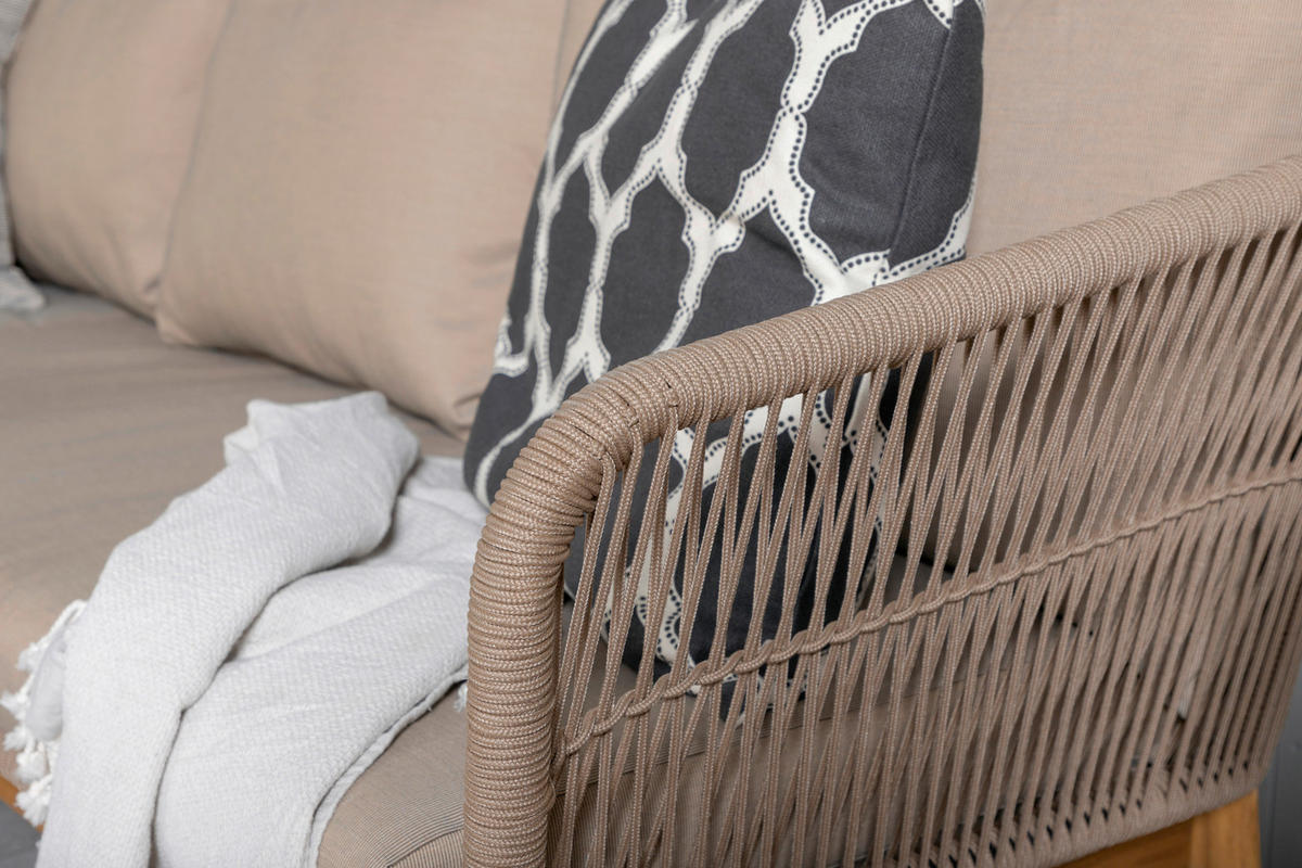 LOUNGEGRUPP 210/160 cm akacia aluminium  - beige/akaciefärgad, Klassisk, metall/trä (210/160cm) - Gardenson