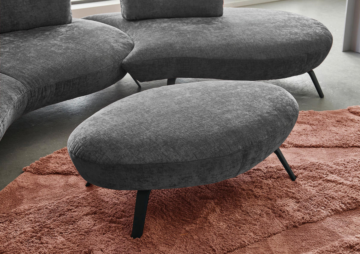 HOCKER Flachgewebe Anthrazit  - Anthrazit/Schwarz, Design, Textil/Metall (117/43/78cm) - Moderano