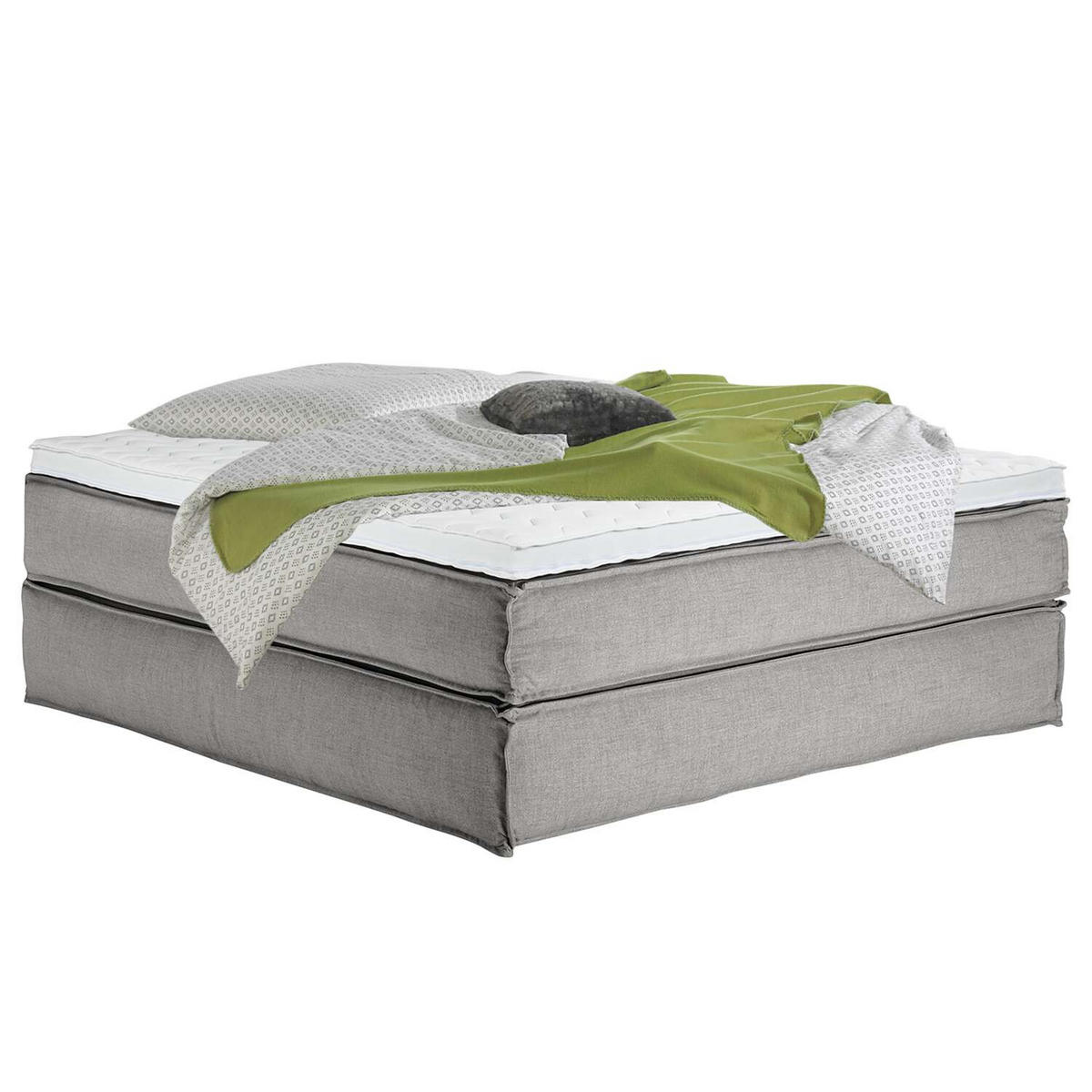 BOXSPRINGBETT 180/200 cm  in Hellgrau  - Hellgrau/Schwarz, Design, Textil (180/200cm) - home24