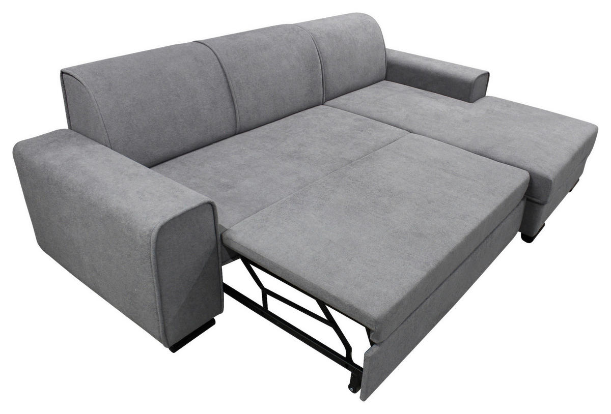 ECKSOFA in Struktur, Bouclé Grau  - Schwarz/Grau, Design, Kunststoff/Textil (270/175cm) - MID.YOU