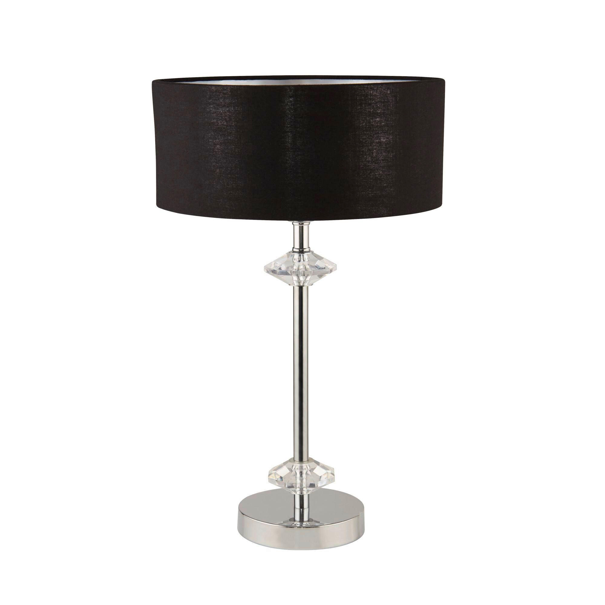 TISCHLEUCHTE 46/28 cm   - Chromfarben/Schwarz, Design, Leder/Kunststoff (46/28cm)