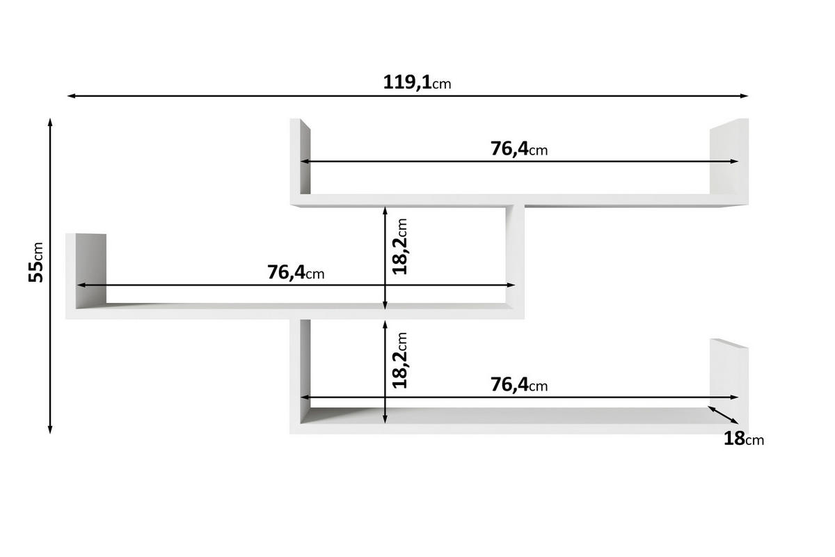 FALIPOLC 119,1/55/18 cm  - fekete, Basics, faalapú anyag (119,1/55/18cm) - MID.YOU