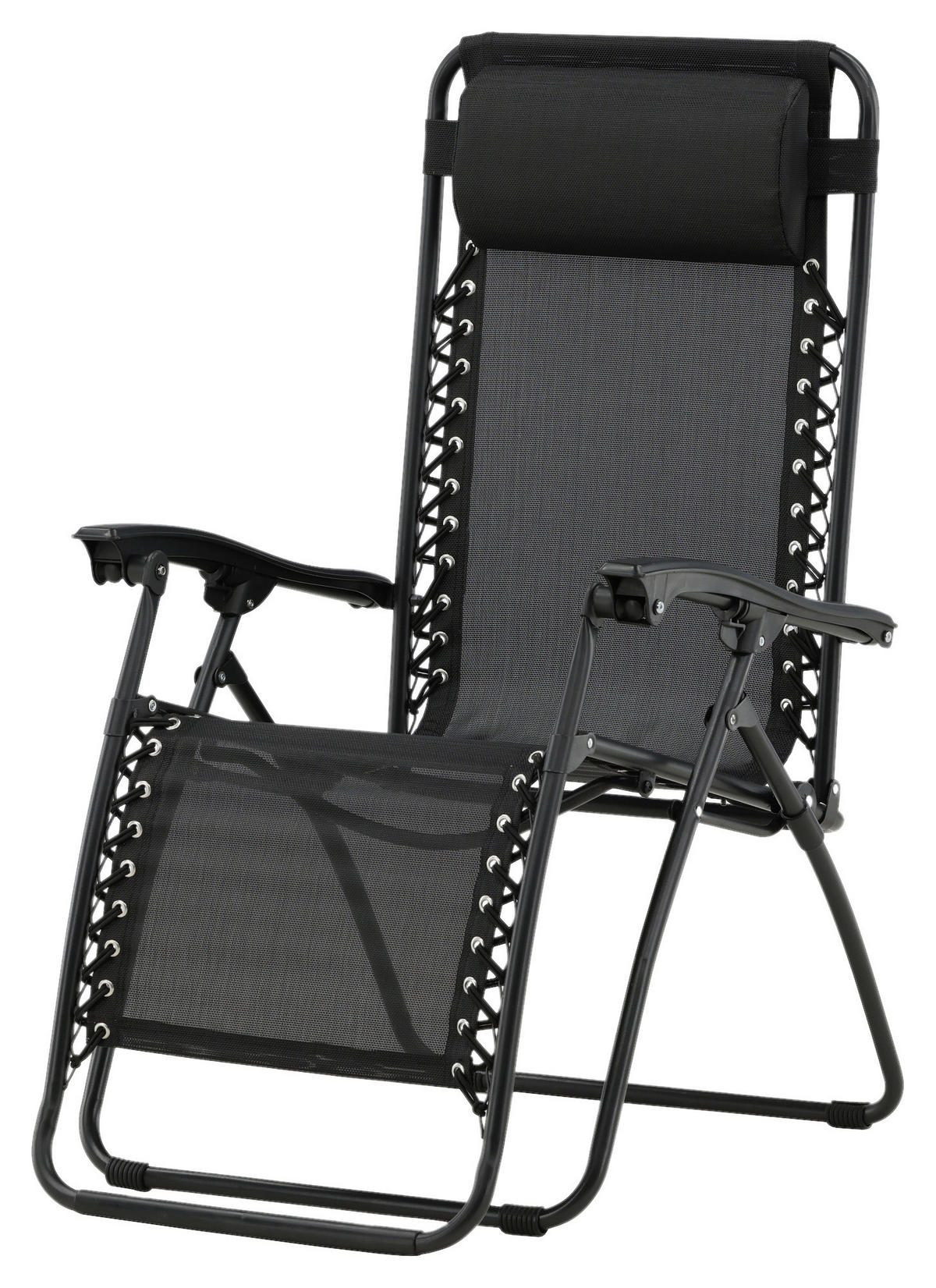 GARTEN-RELAXSESSEL 68/112/90 cm  - Schwarz, KONVENTIONELL, Kunststoff/Textil (68/112/90cm) - Gardenson