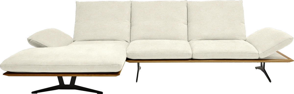 ECKSOFA in Flachgewebe Creme  159/314 cm  - Creme/Schwarz, Design, Holz/Textil (159/314cm) - Dieter Knoll