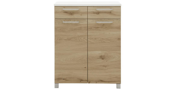 SCHUHSCHRANK Balkeneiche furniert Eichefarben, Weiß  - Chromfarben/Eichefarben, Design, Holz/Holzwerkstoff (84/108/37cm) - Dieter Knoll