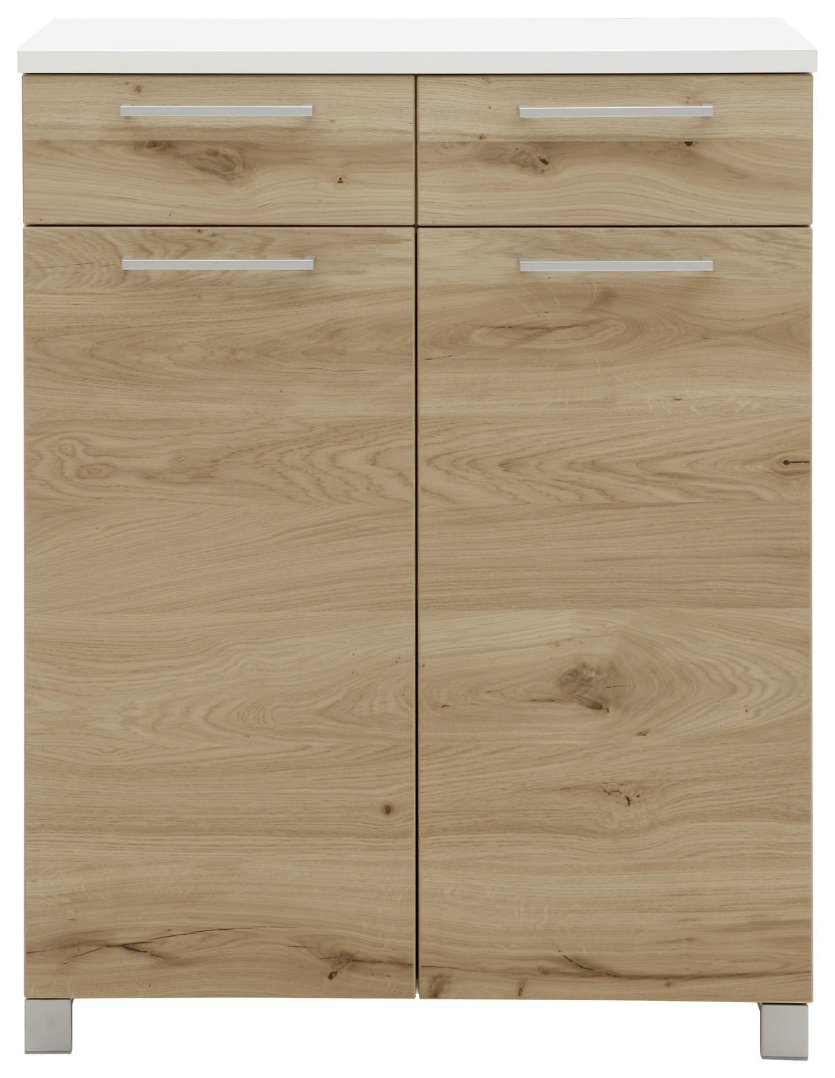 SCHUHSCHRANK Balkeneiche furniert Weiß, Eichefarben  - Chromfarben/Eichefarben, Design, Holz/Holzwerkstoff (84/108/37cm) - Dieter Knoll