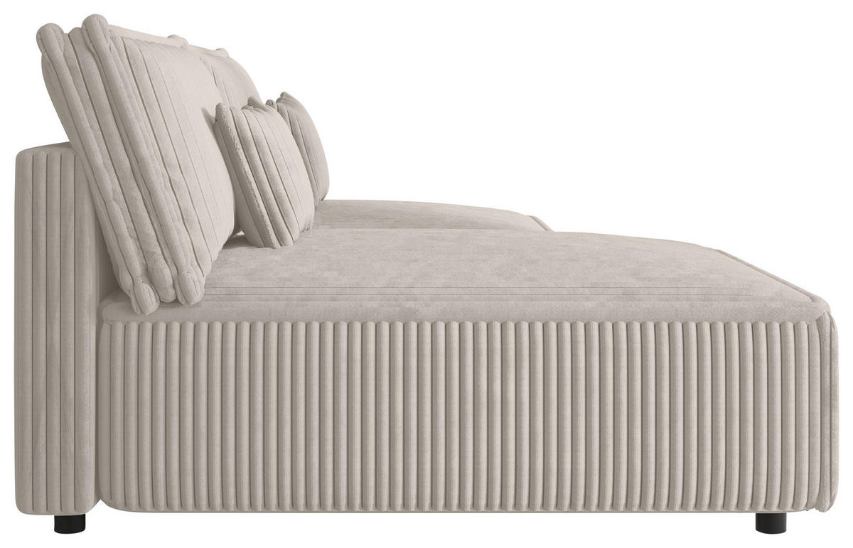 ECKSOFA Creme Cord Zierkissen, Rückenkissen, Schlaffunktion, Rücken echt  - Creme/Schwarz, MODERN, Kunststoff/Textil (153/200cm) - Xora