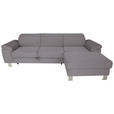 ECKSOFA inkl. Funktionen Dunkelgrau Cord Bettkasten, Schlaffunktion, Rücken echt, Kopfteilverstellung  - Dunkelgrau/Silberfarben, Design, Textil/Metall (250/167cm) - Xora