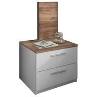 NOČNÍ STOLEK, bílá, barvy dubu, 55/89/40 cm - bílá/barvy dubu, Moderní, kompozitní dřevo/plast (55/89/40cm) - Carryhome