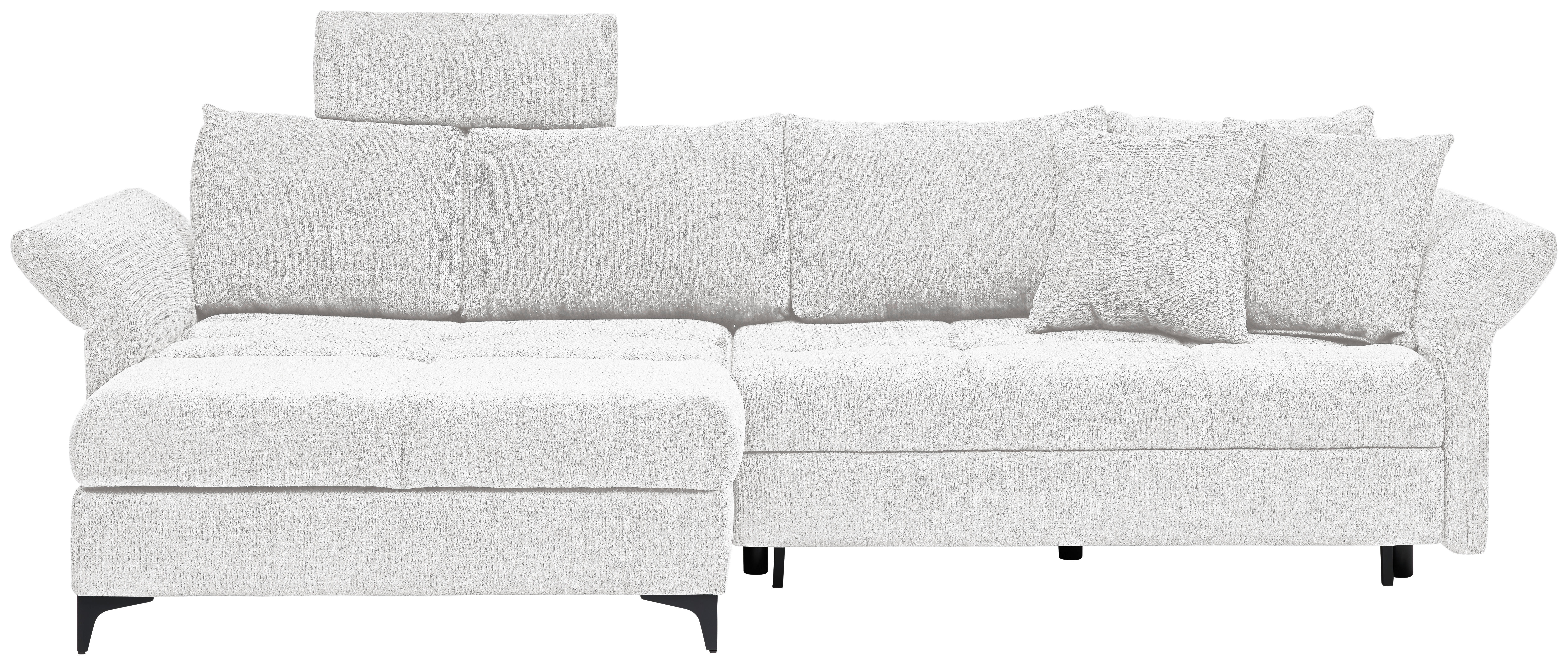 ECKSOFA Creme Chenille  - Creme/Schwarz, KONVENTIONELL, Textil/Metall (291/153cm) - Hom`in