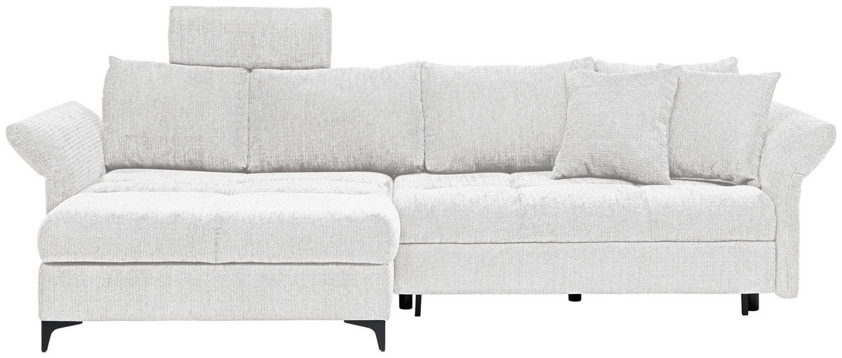 ECKSOFA Creme Chenille  - Creme/Schwarz, KONVENTIONELL, Textil/Metall (291/153cm) - Hom`in