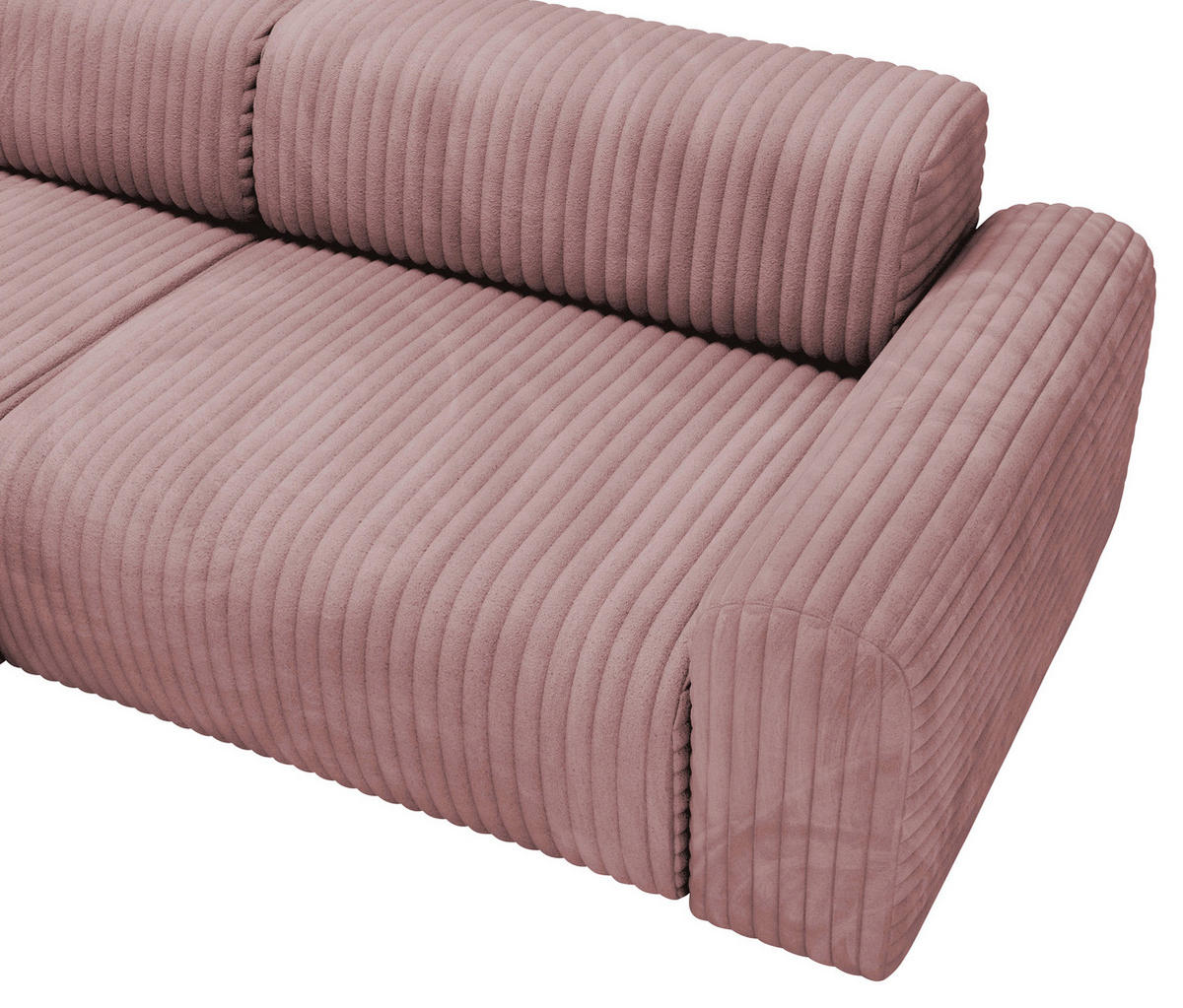 ECKSOFA Altrosa Cord  - Schwarz/Altrosa, Design, Kunststoff/Textil (178/292cm) - home24