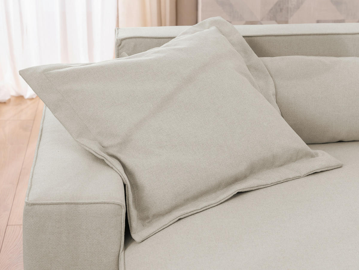 ECKSOFA Curduroy in Webstoff Ecru Rückenkissen  251/142 cm  - Ecru/Schwarz, Design, Kunststoff/Textil (251/142cm) - P & B