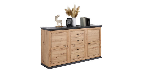 SIDEBOARD  in 160,2/89,3/43 cm  - Dunkelgrau/Schwarz, ROMANTIK / LANDHAUS, Holzwerkstoff/Metall (160,2/89,3/43cm) - Hom`in