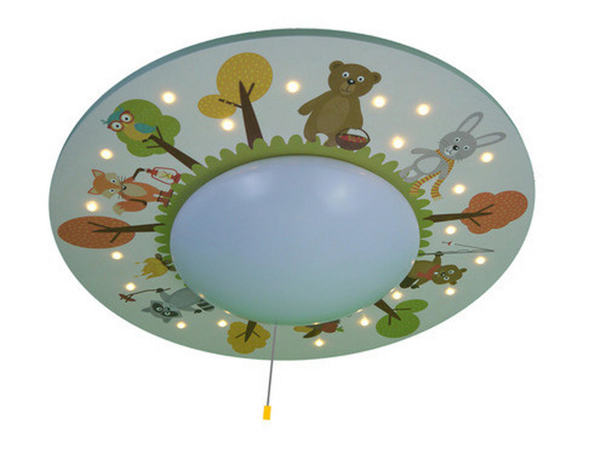 KINDERDECKENLEUCHTE Waldtiere 54/11 cm   - Multicolor, Trend, Holz/Kunststoff (54/11cm)
