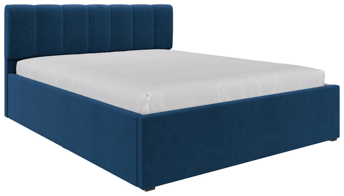 POLSTERBETT 160/200 cm  Royalblau  - Royalblau/Schwarz, Design, Holz/Kunststoff (160/200cm) - Stylife
